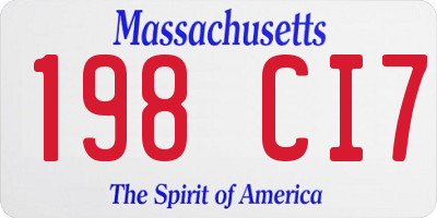 MA license plate 198CI7