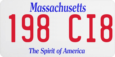 MA license plate 198CI8