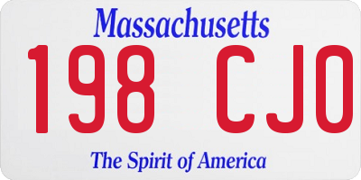 MA license plate 198CJ0