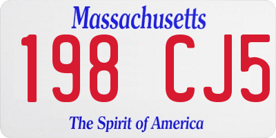 MA license plate 198CJ5