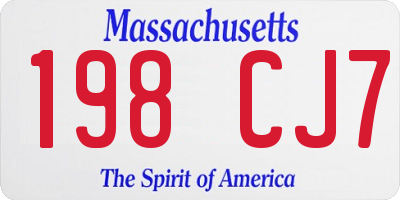 MA license plate 198CJ7