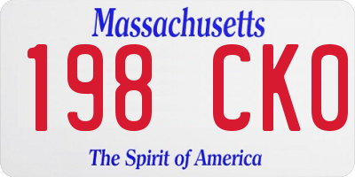 MA license plate 198CK0