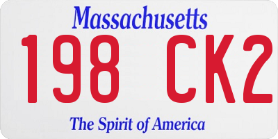 MA license plate 198CK2