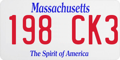 MA license plate 198CK3