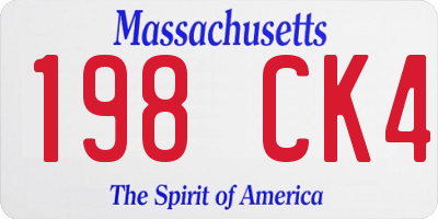 MA license plate 198CK4