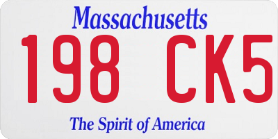 MA license plate 198CK5