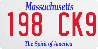 MA license plate 198CK9