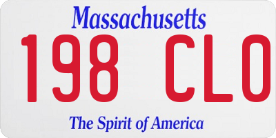 MA license plate 198CL0