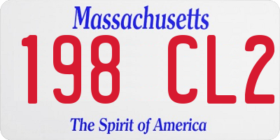MA license plate 198CL2