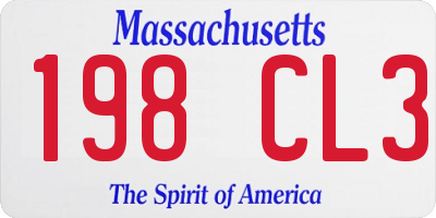 MA license plate 198CL3
