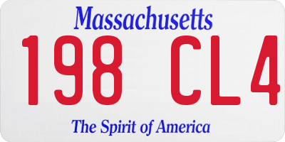MA license plate 198CL4