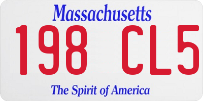 MA license plate 198CL5