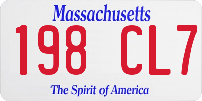 MA license plate 198CL7