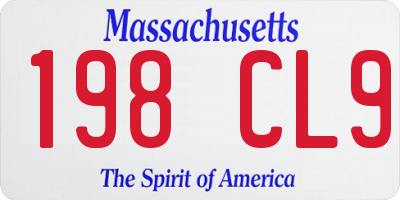 MA license plate 198CL9