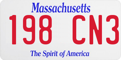 MA license plate 198CN3