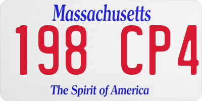 MA license plate 198CP4