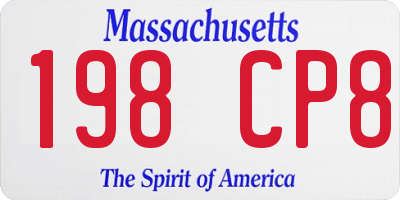 MA license plate 198CP8