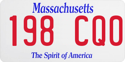 MA license plate 198CQ0