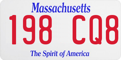 MA license plate 198CQ8