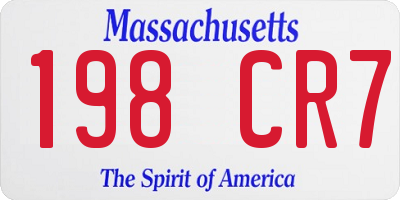 MA license plate 198CR7