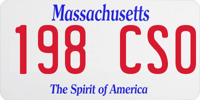 MA license plate 198CS0