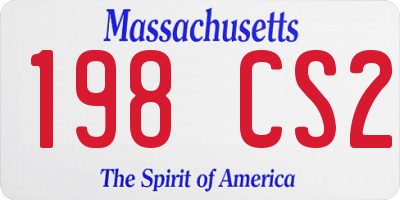 MA license plate 198CS2