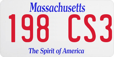 MA license plate 198CS3