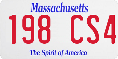 MA license plate 198CS4