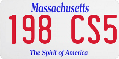 MA license plate 198CS5