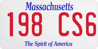 MA license plate 198CS6