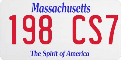 MA license plate 198CS7