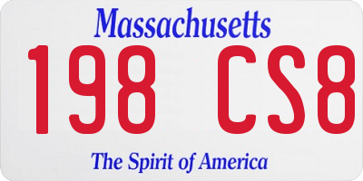 MA license plate 198CS8