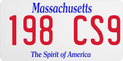 MA license plate 198CS9
