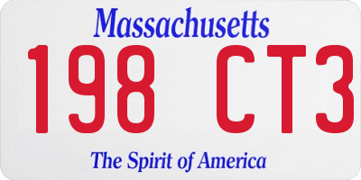 MA license plate 198CT3
