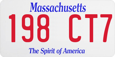 MA license plate 198CT7