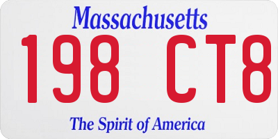 MA license plate 198CT8
