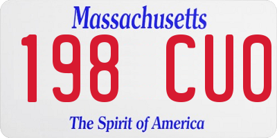 MA license plate 198CU0