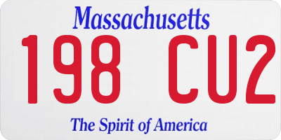 MA license plate 198CU2