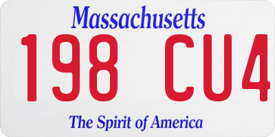 MA license plate 198CU4