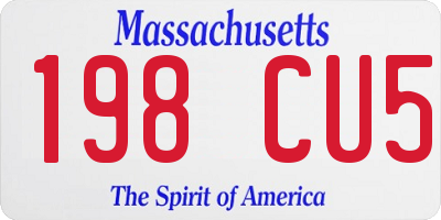MA license plate 198CU5