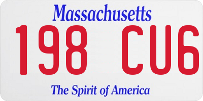 MA license plate 198CU6