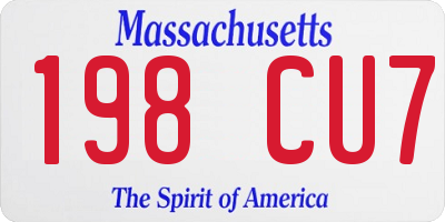 MA license plate 198CU7