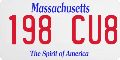 MA license plate 198CU8