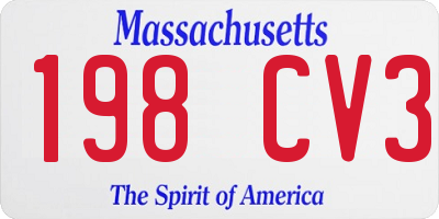 MA license plate 198CV3