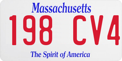 MA license plate 198CV4