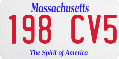 MA license plate 198CV5