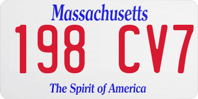 MA license plate 198CV7