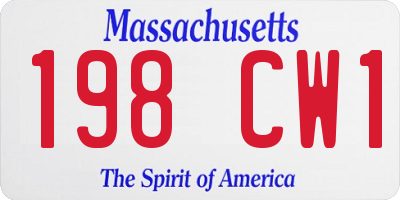 MA license plate 198CW1