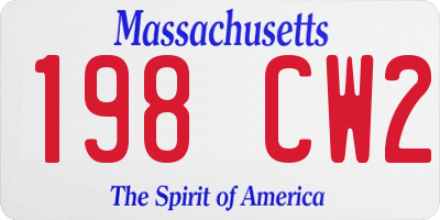 MA license plate 198CW2