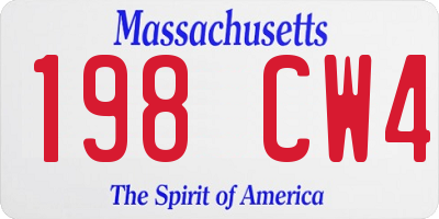MA license plate 198CW4